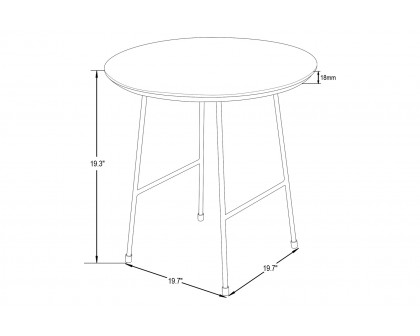 LeisureMod Rossmore Black Base Side Table - Natural Wood