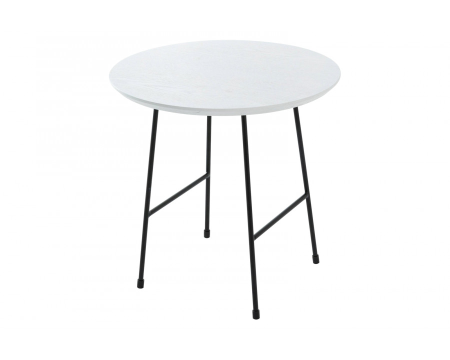 LeisureMod Rossmore Black Base Side Table - White