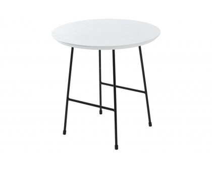 LeisureMod Rossmore Black Base Side Table - White