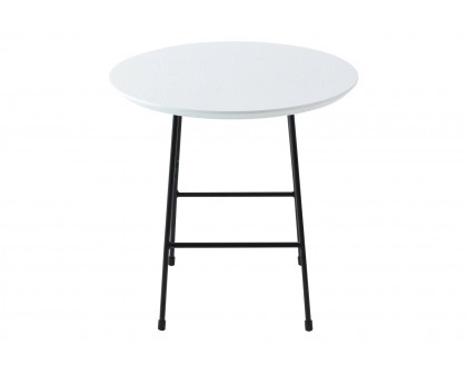 LeisureMod Rossmore Black Base Side Table - White