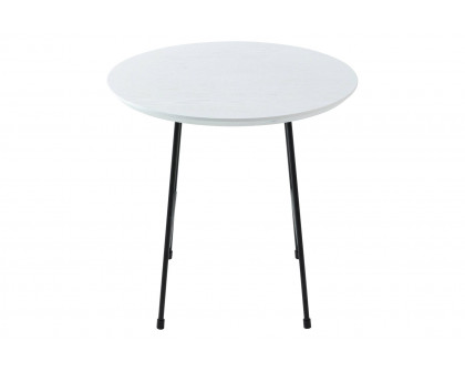 LeisureMod Rossmore Black Base Side Table - White