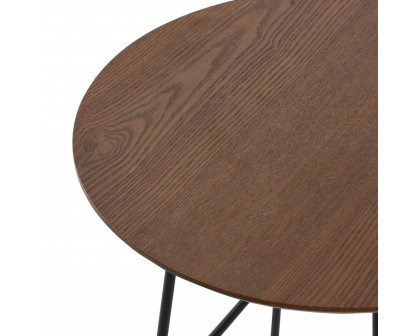 LeisureMod Rossmore Black Base Side Table - Walnut