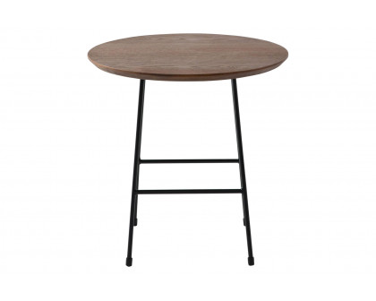 LeisureMod Rossmore Black Base Side Table - Walnut