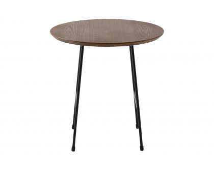 LeisureMod Rossmore Black Base Side Table - Walnut