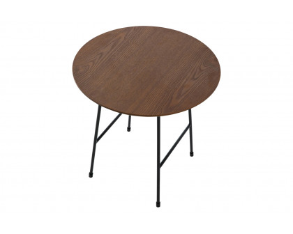 LeisureMod Rossmore Black Base Side Table - Walnut