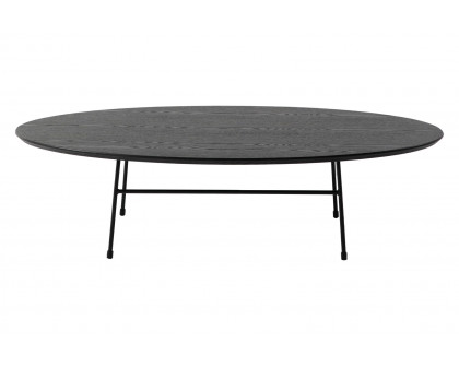 LeisureMod Rossmore Oval Coffee Table Black Powder Coated Steel Frame - Black