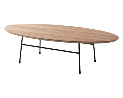 LeisureMod Rossmore Oval Coffee Table Black Powder Coated Steel Frame