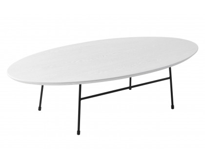 LeisureMod Rossmore Oval Coffee Table Black Powder Coated Steel Frame