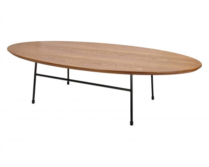 LeisureMod Rossmore Oval Coffee Table Black Powder Coated Steel Frame