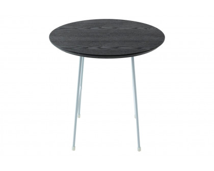 LeisureMod Rossmore White Base Side Table - Black