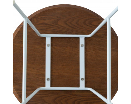 LeisureMod Rossmore White Base Side Table - Walnut