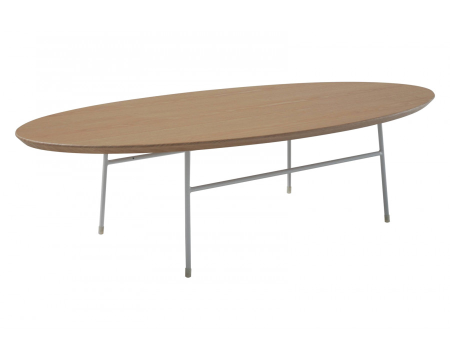 LeisureMod Rossmore Oval Coffee Table Black Powder Coated Steel Frame