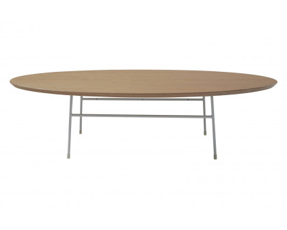 LeisureMod Rossmore Oval Coffee Table Black Powder Coated Steel Frame