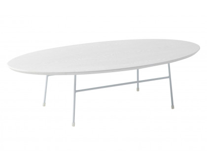 LeisureMod Rossmore Oval Coffee Table Black Powder Coated Steel Frame