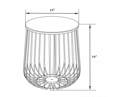 LeisureMod Runswick Modern Wood Top End Table With Metal Base - Natural Wood