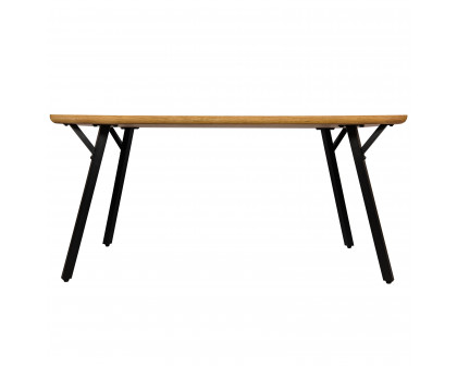 LeisureMod Ravenna Modern 63" Rectangular Wood Dining Table with Metal Y-Shaped Joint Legs - White Oak