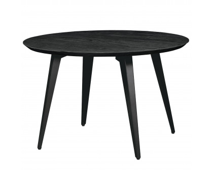 LeisureMod Ravenna Modern 47" Round Wood Dining Table with Metal Legs