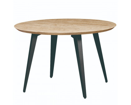 LeisureMod Ravenna Modern 47" Round Wood Dining Table with Metal Legs