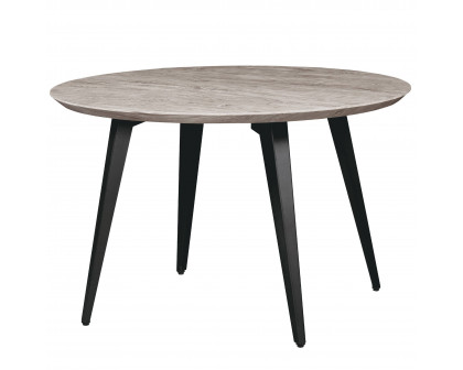 LeisureMod Ravenna Modern 47" Round Wood Dining Table with Metal Legs