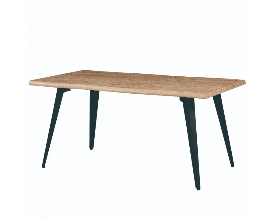 LeisureMod Ravenna Modern 63" Rectangular Wood Dining Table with Metal Legs - Butternut