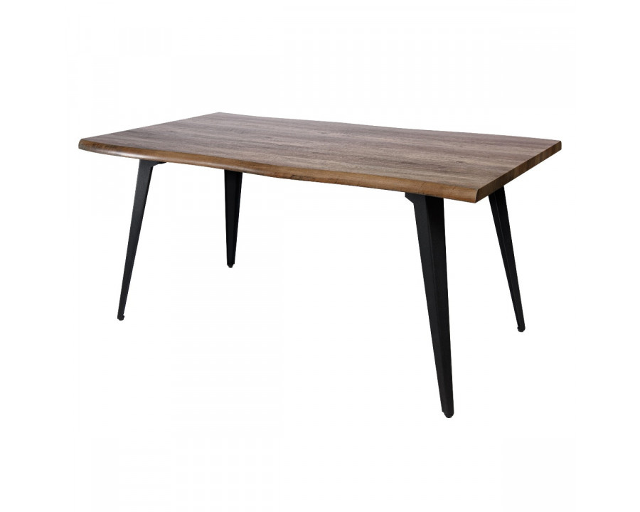 LeisureMod Ravenna Modern 63" Rectangular Wood Dining Table with Metal Legs - Dark Brown