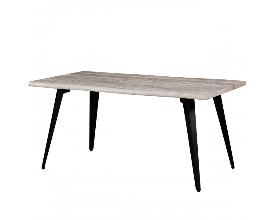 LeisureMod Ravenna Modern 63" Rectangular Wood Dining Table with Metal Legs - Sunbleached Gray