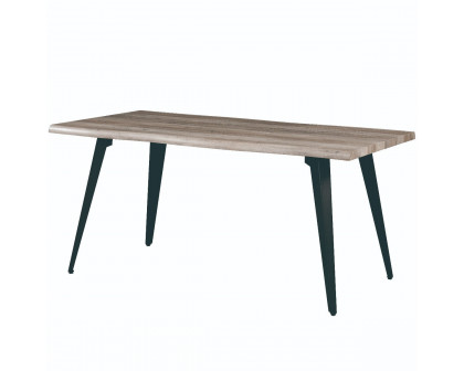 LeisureMod Ravenna Modern 63" Rectangular Wood Dining Table with Metal Legs