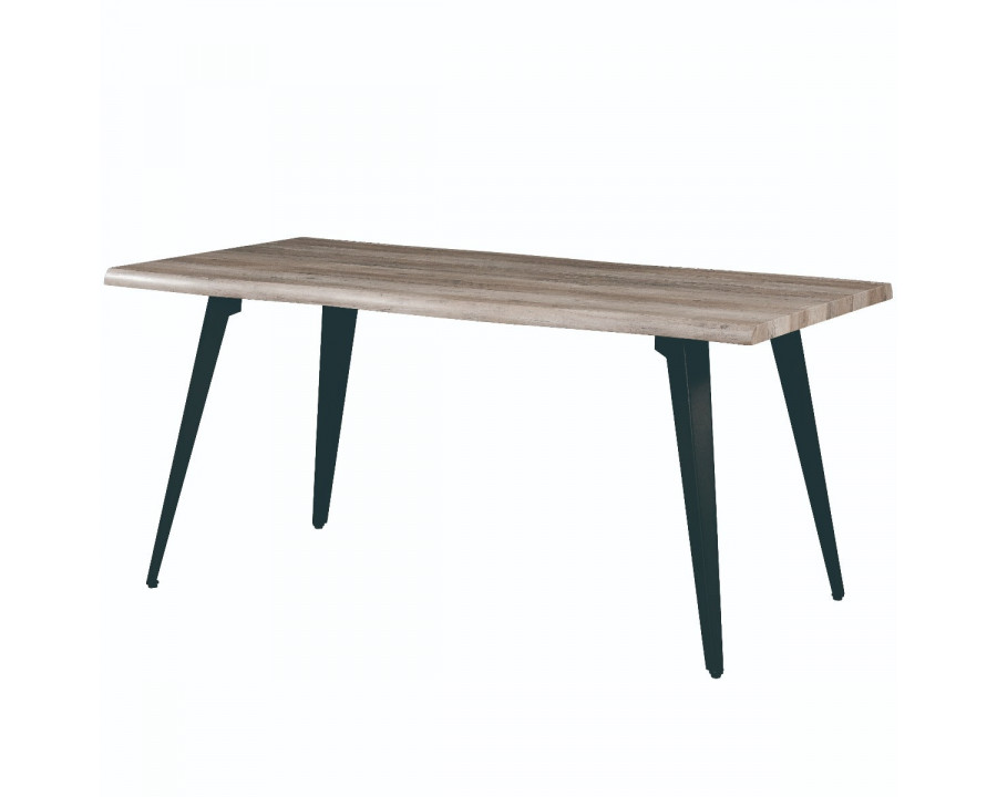 LeisureMod Ravenna Modern 63" Rectangular Wood Dining Table with Metal Legs - Weathered Oak