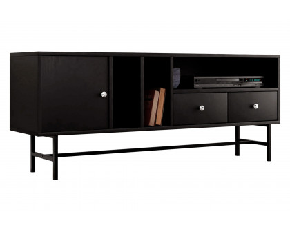 LeisureMod Rochester Modern Rectangular TV Stand with Enclosed Storage - Ebony