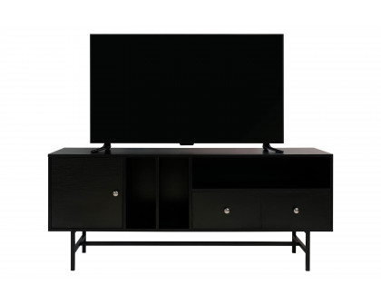 LeisureMod Rochester Modern Rectangular TV Stand with Enclosed Storage - Ebony