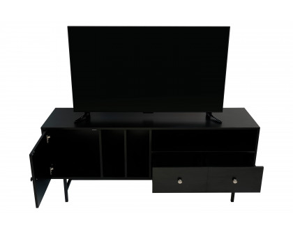 LeisureMod Rochester Modern Rectangular TV Stand with Enclosed Storage - Ebony