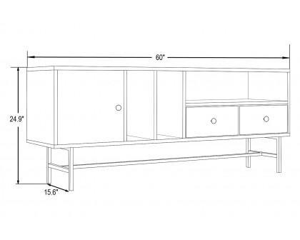 LeisureMod Rochester Modern Rectangular TV Stand with Enclosed Storage - Ebony