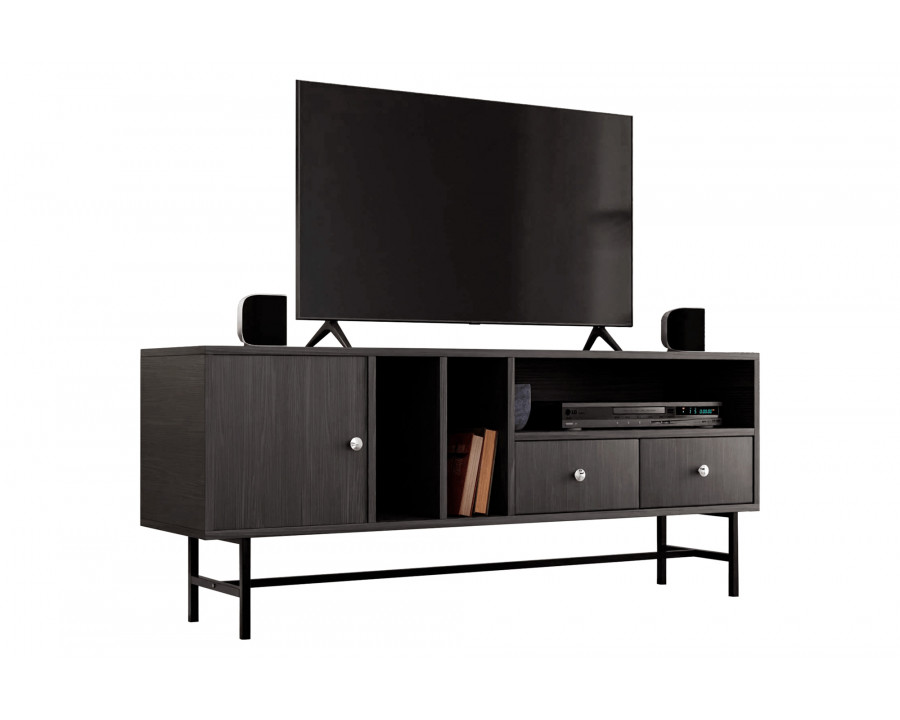 LeisureMod Rochester Modern Rectangular TV Stand with Enclosed Storage - Phantom Gray