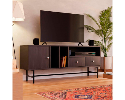 LeisureMod Rochester Modern Rectangular TV Stand with Enclosed Storage - Phantom Gray