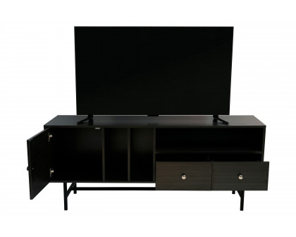 LeisureMod Rochester Modern Rectangular TV Stand with Enclosed Storage - Phantom Gray