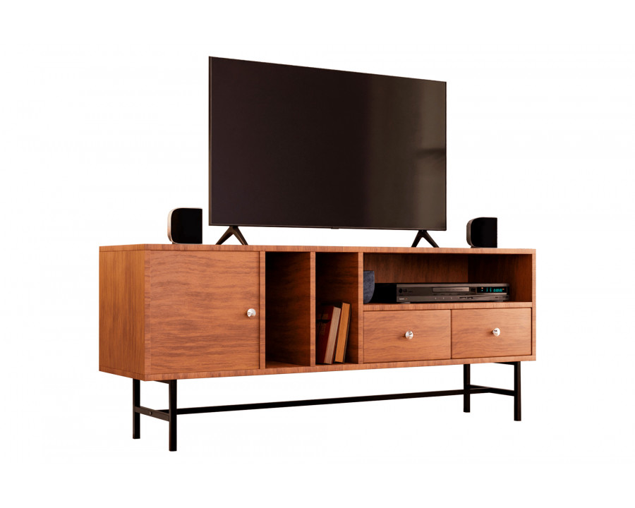 LeisureMod Rochester Modern Rectangular TV Stand with Enclosed Storage - Walnut