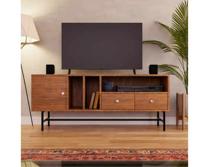 LeisureMod Rochester Modern Rectangular TV Stand with Enclosed Storage - Walnut