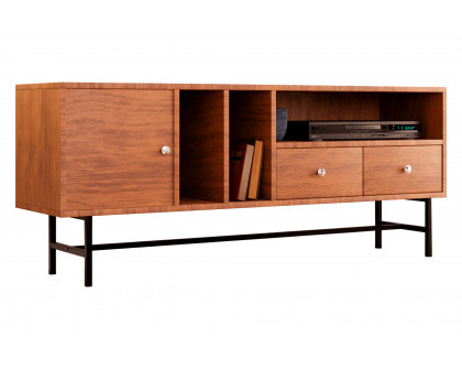 LeisureMod Rochester Modern Rectangular TV Stand with Enclosed Storage - Walnut