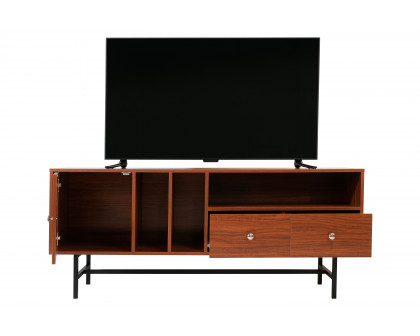 LeisureMod Rochester Modern Rectangular TV Stand with Enclosed Storage - Walnut