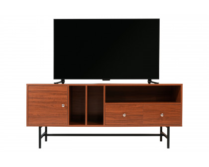 LeisureMod Rochester Modern Rectangular TV Stand with Enclosed Storage - Walnut