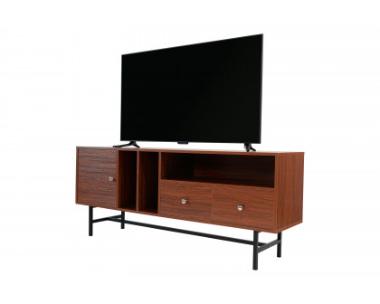 LeisureMod Rochester Modern Rectangular TV Stand with Enclosed Storage - Walnut