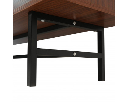 LeisureMod Rochester Modern Rectangular TV Stand with Enclosed Storage - Walnut