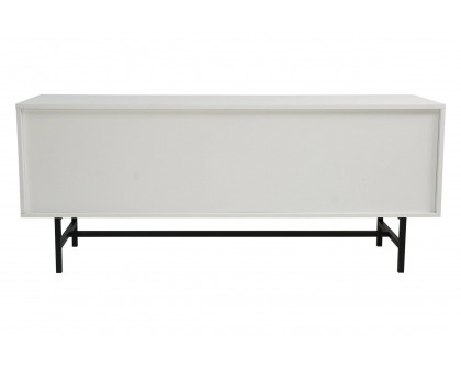 LeisureMod Rochester Modern Rectangular TV Stand with Enclosed Storage - White