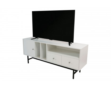 LeisureMod Rochester Modern Rectangular TV Stand with Enclosed Storage - White