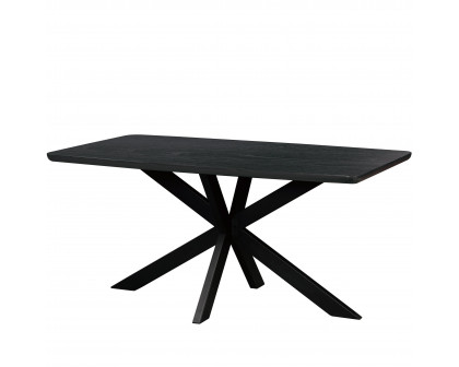 LeisureMod Ravenna 63" Rectangular Wood Dining Table with Modern Metal Base