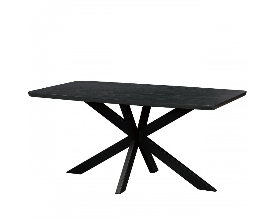 LeisureMod Ravenna 63" Rectangular Wood Dining Table with Modern Metal Base - Ebony