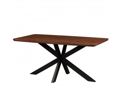 LeisureMod Ravenna 63" Rectangular Wood Dining Table with Modern Metal Base