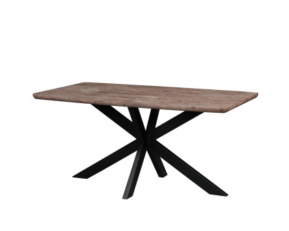 LeisureMod Ravenna 63" Rectangular Wood Dining Table with Modern Metal Base