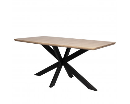 LeisureMod Ravenna 63" Rectangular Wood Dining Table with Modern Metal Base