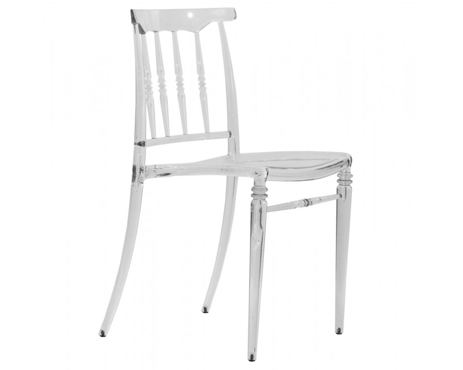 LeisureMod Spindle Transparent Modern Lucite Dining Chair - Clear